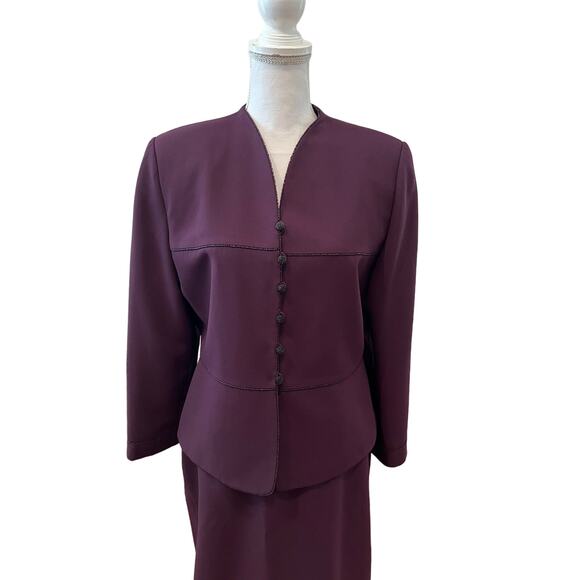 Kasper ASL Special Occasion Skirt Suit Plum 12P - Picture 1 of 8